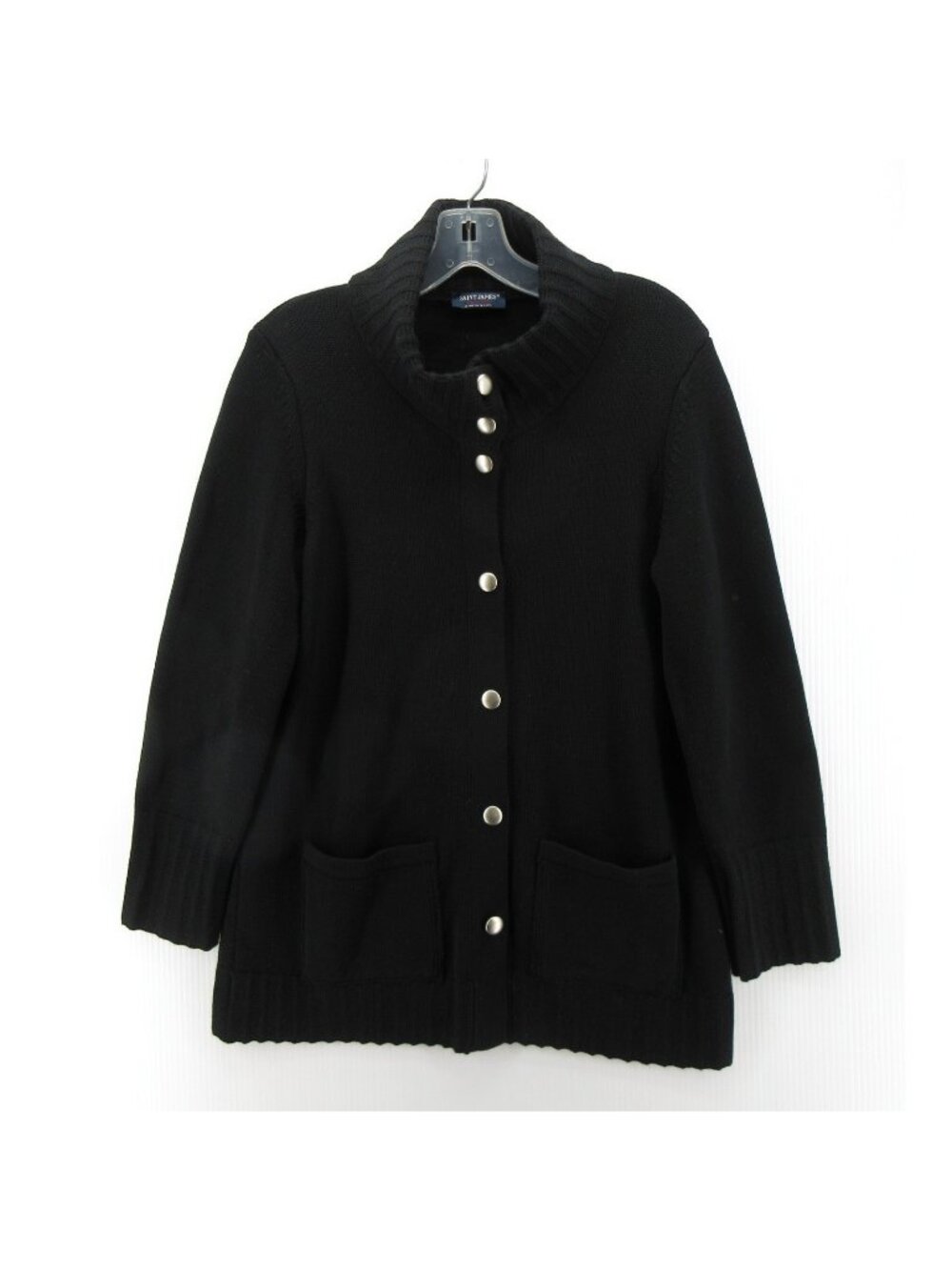 Saint James Sweater XS Wool Cardigan Chunky Knit Mock Neck Snap Up *
